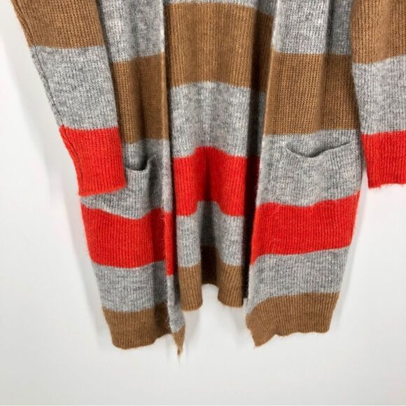Sita Murt Alpaca Wool Blend Multi Stripe Cardigan Sweater Gray Orange Size 40 - Picture 9 of 10